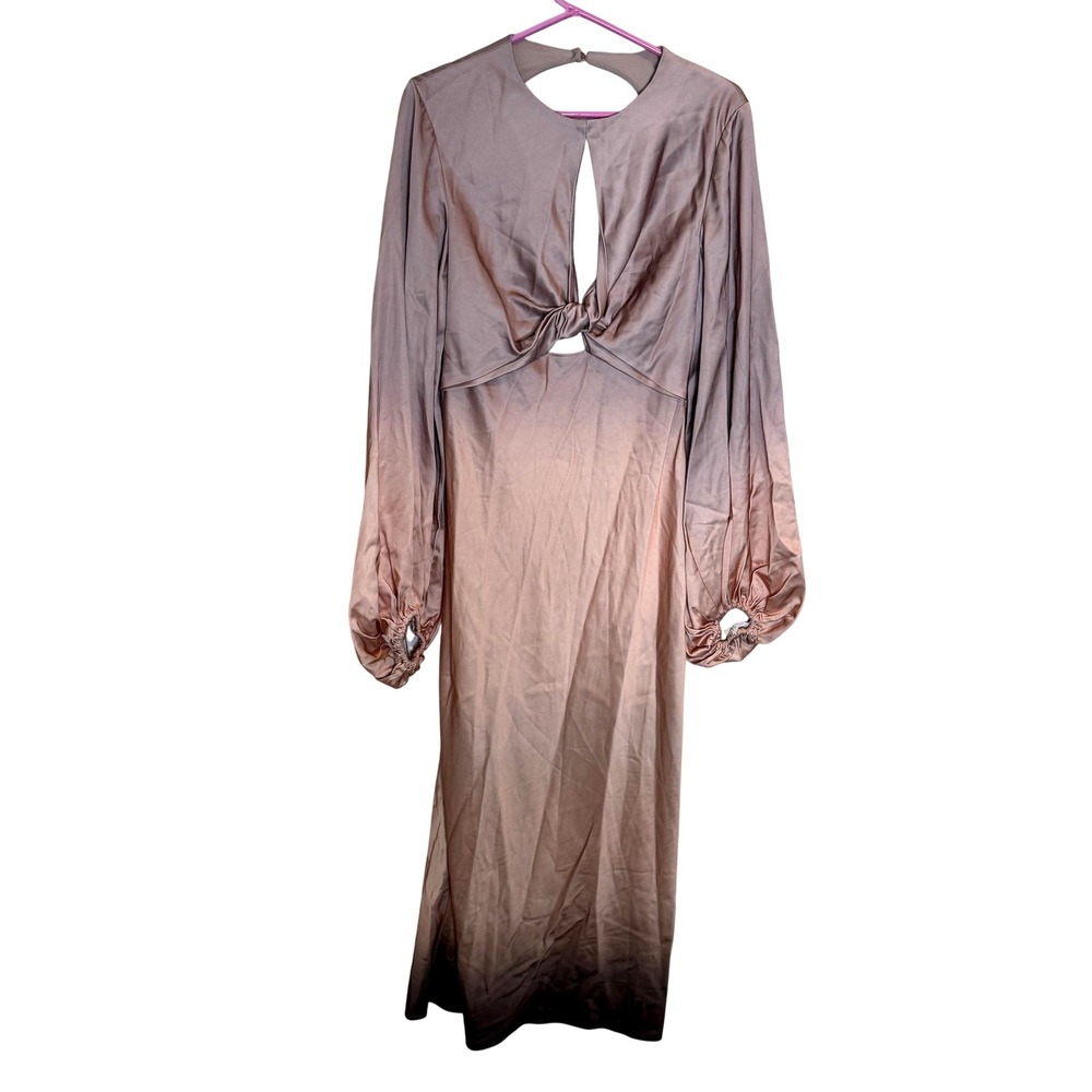 Significant Other Dress Womens 8 Pink Ombre Long Sleeve Cutout Maxi Gown Wedding